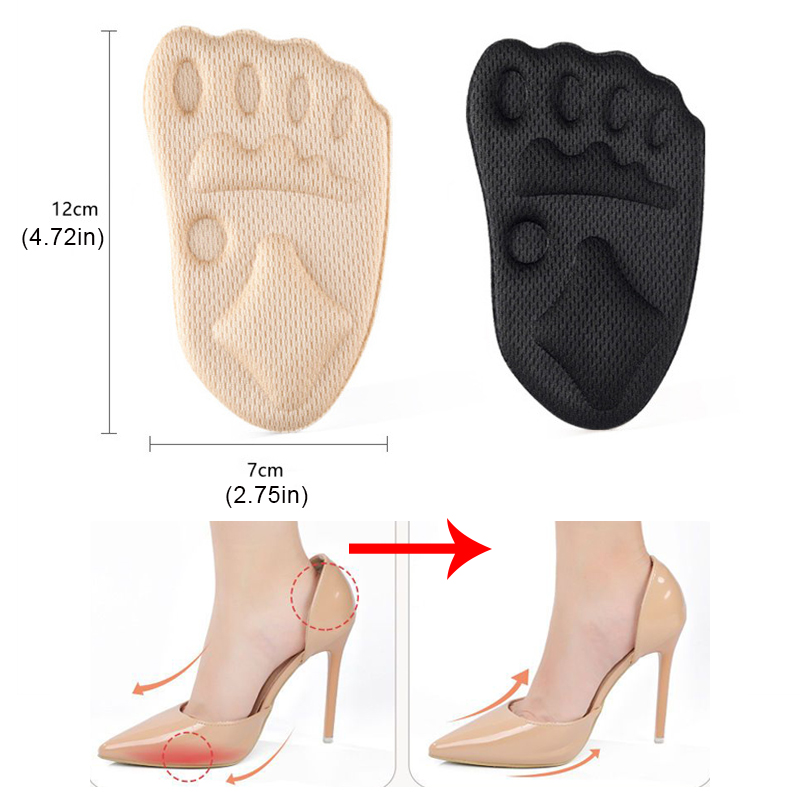 High Heels Non-slip Front Sole Pads Women's Sponge Thickened Shoe Pads 6D Slow Pressure Insole Anti-pain Orthopedic Half Pads