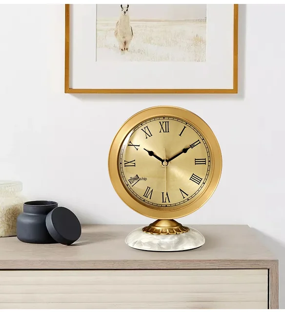 Gold Table Clock Luxury Brass Desk Clock Aesthetic Desktop Home Decor Clock  Nordic Living Room Decoration Reloj De Mesa - Desk & Table Clocks -  AliExpress