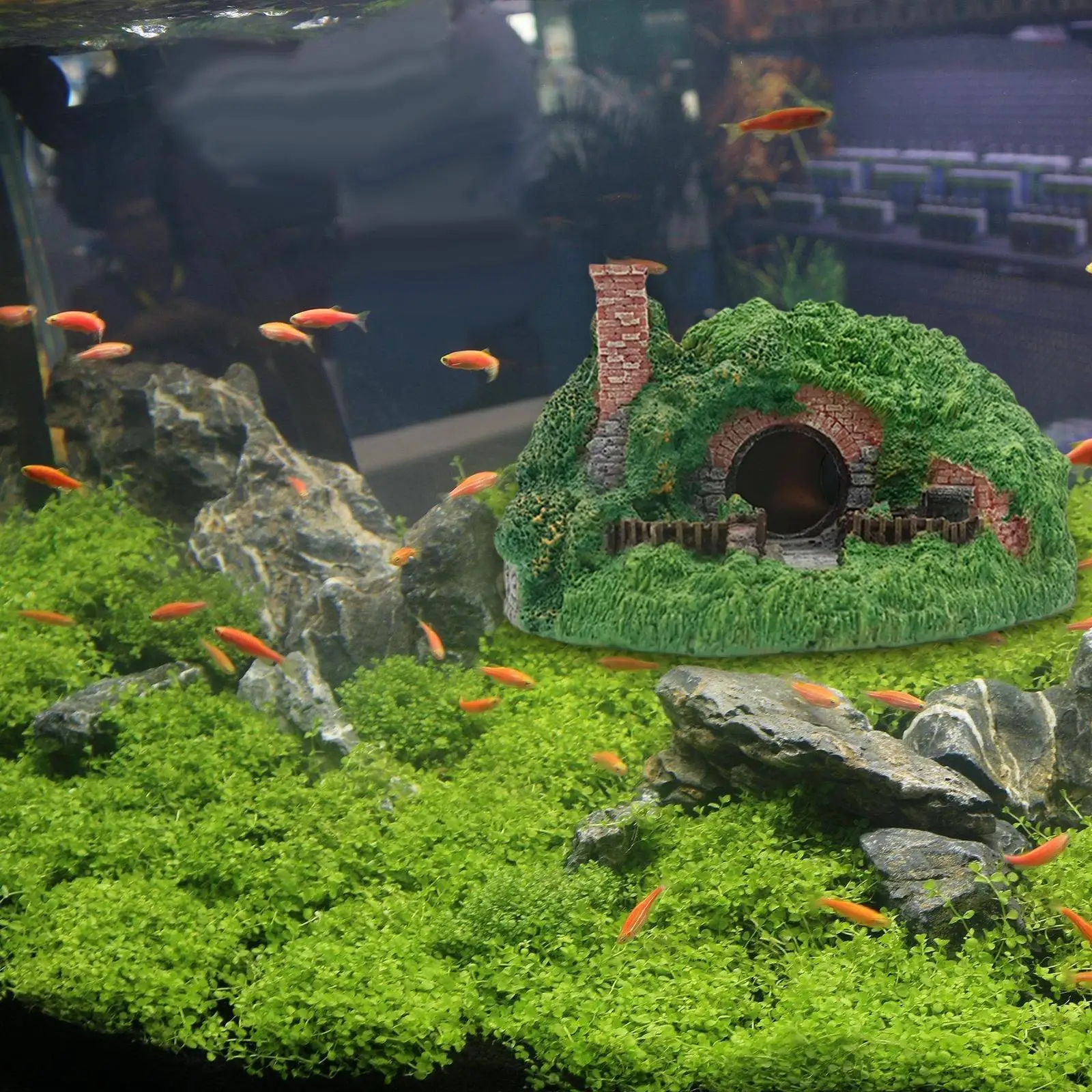 Aquarium Cave Habitat Decor for Amphibians for Fish Tank Miniatures Accessories Aquarium Ornament Resin Cave Hideout Hiding Cave