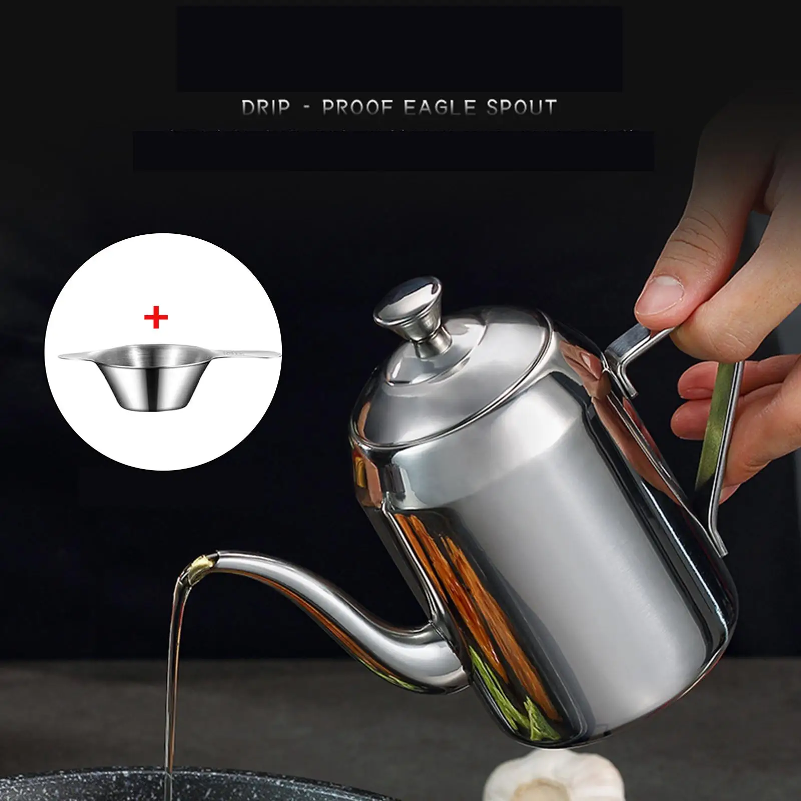 Stainless Steel Oil Pot Olive Oil Bottle Oil Storage Container for Home BBQ