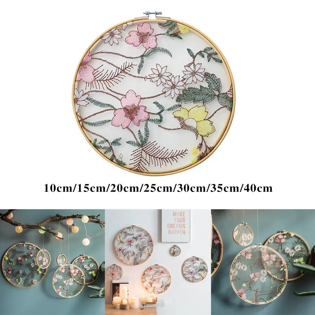 Embroidery Hoops Pendants Tulle Floral Crafts Display for Home Party Wedding