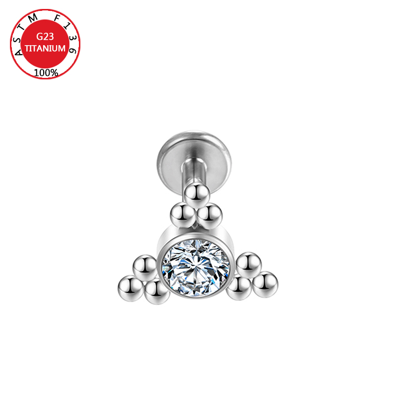 ASTM F136 Titan Zirkon Ohrstecker Labret Ohrstecker Lippenring Nasennagel Knorpel Helix Lappen Muschel Ohrringe Körperpiercing Schmuck – Detail 12