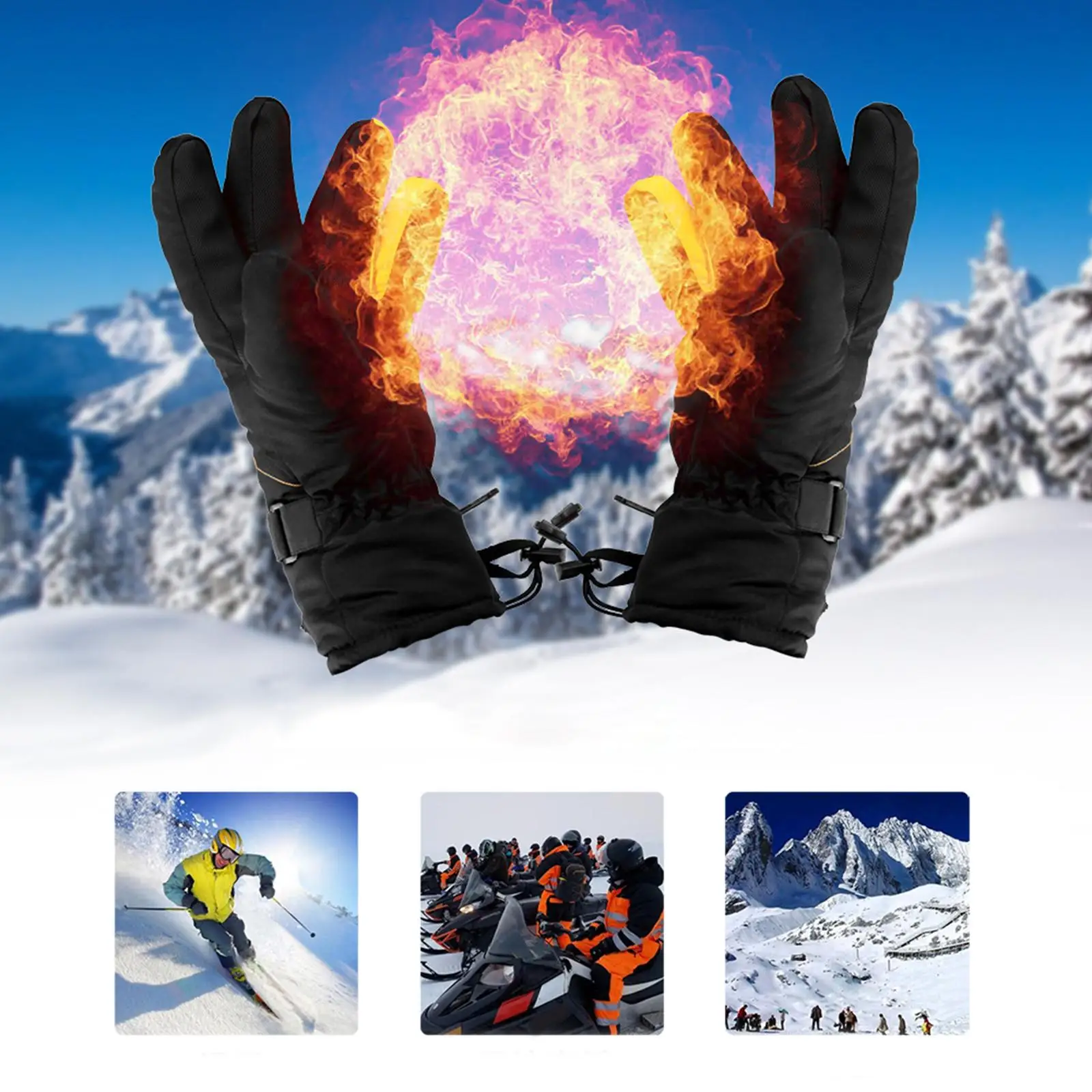 Electric Heated Gloves Full Finger Heating Thermal Gloves for Motorcycle