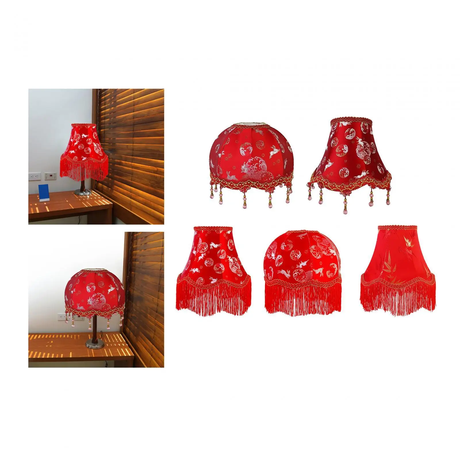 Floor Light Fixture Cover with Tassel Table Lamp Shade for Living Room