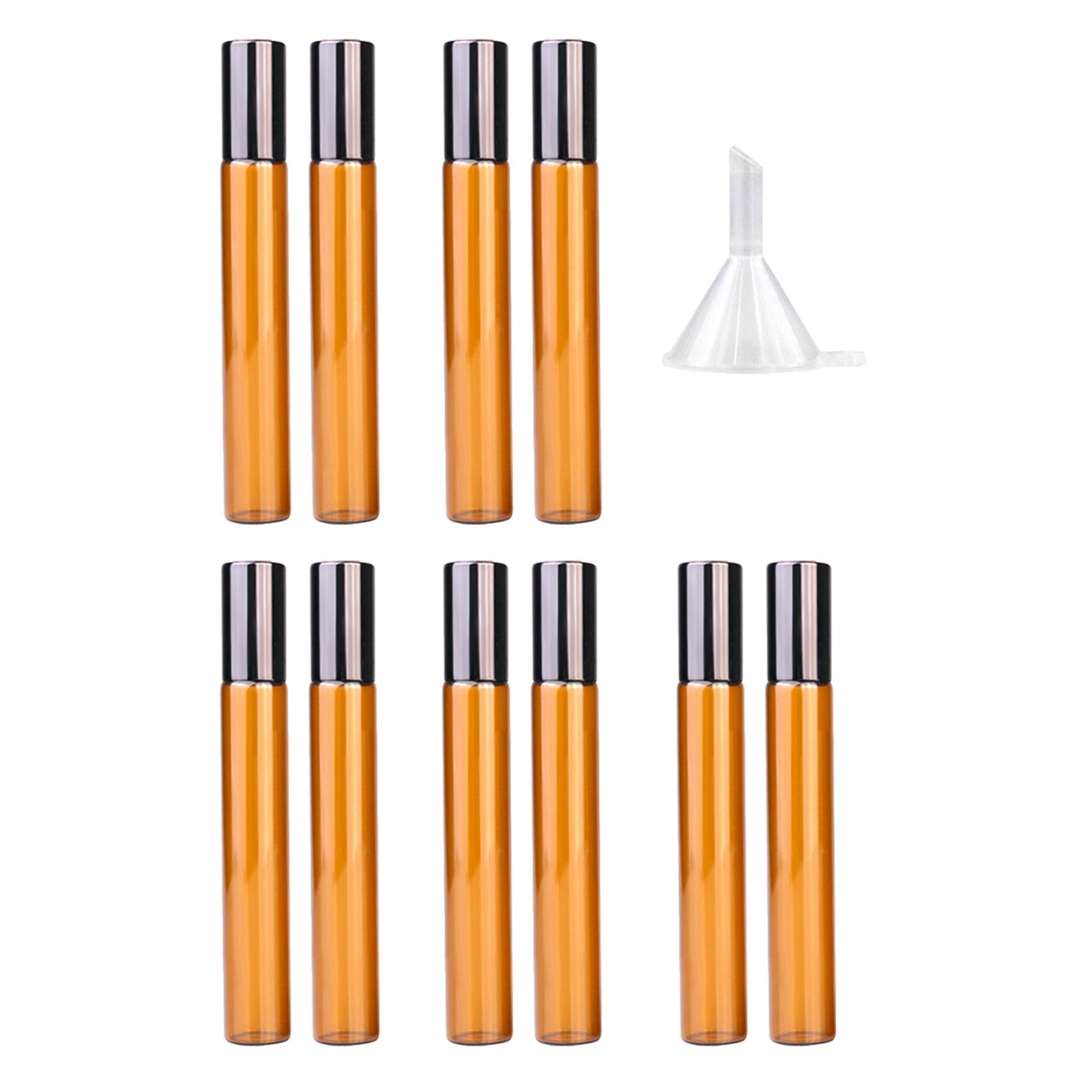 Essential Oil Roll On Bottles Roller Ball Bottles with Funnel Natural Deodorant Fragrance Liquid Reuse Amber Travel Bottles