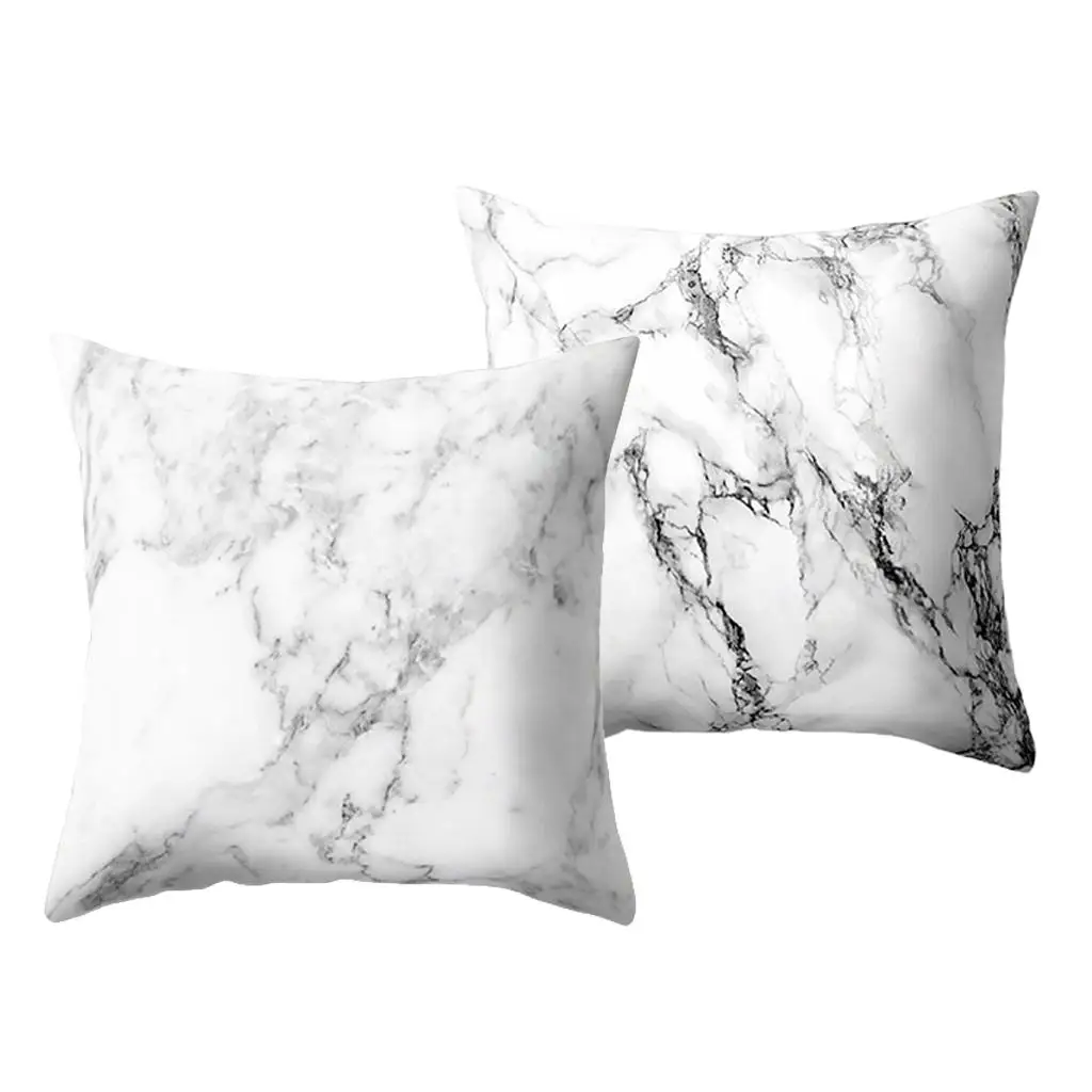Set of 2 Marble Pillow Case Soft Sofa Throw Pillow Case 45cmx45cm Gifts