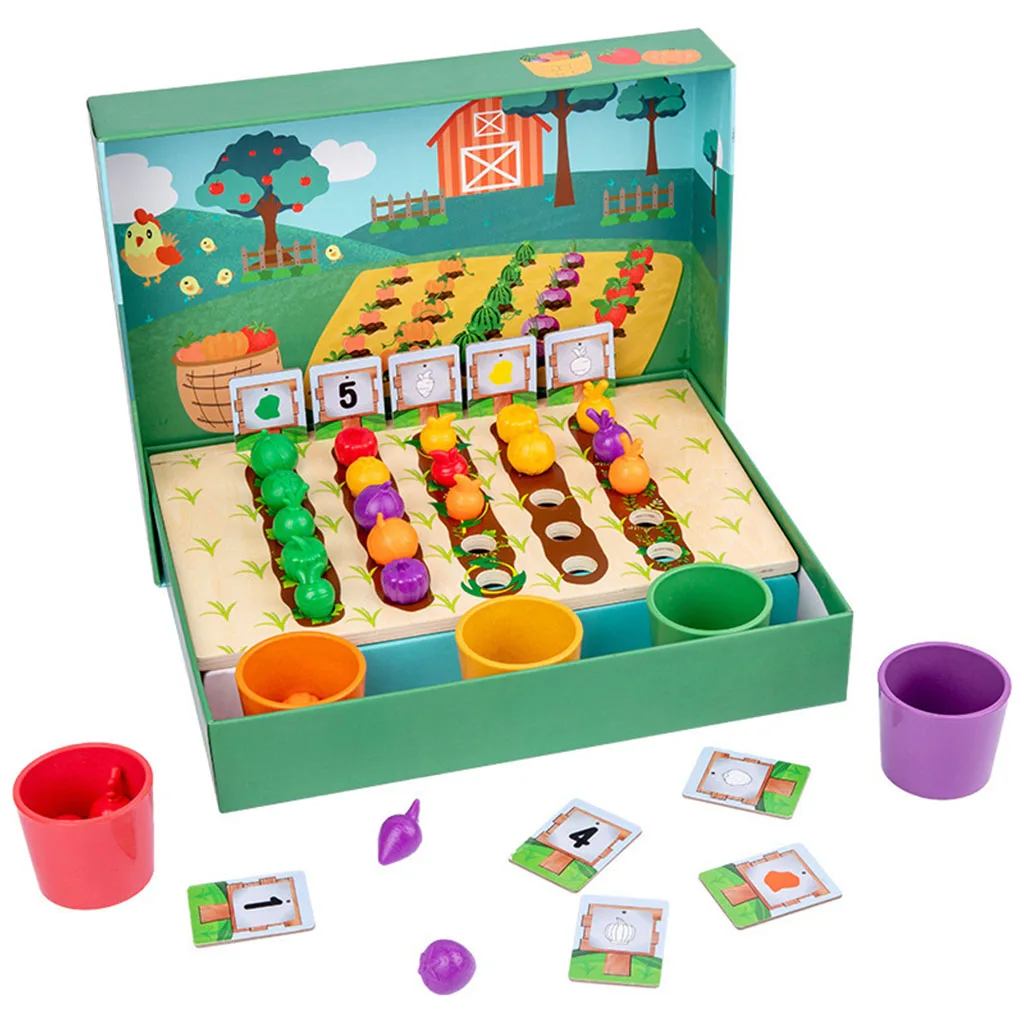 Montessori Early Education Vegetables Fruits Toy Counting Montessori Toy