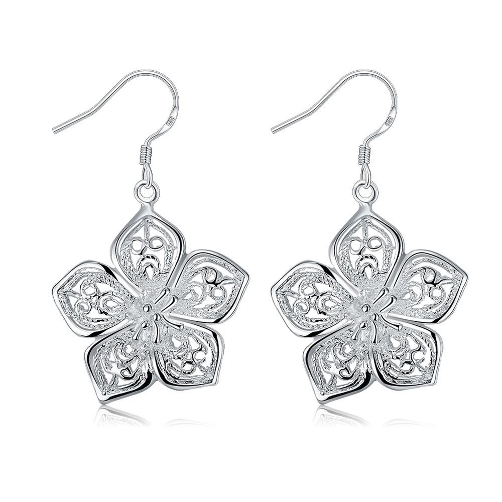 Hot High Quality Retro Pretty Flowers Silver color Earrings for women Fashion luxury party wedding Jewelry fine gifts