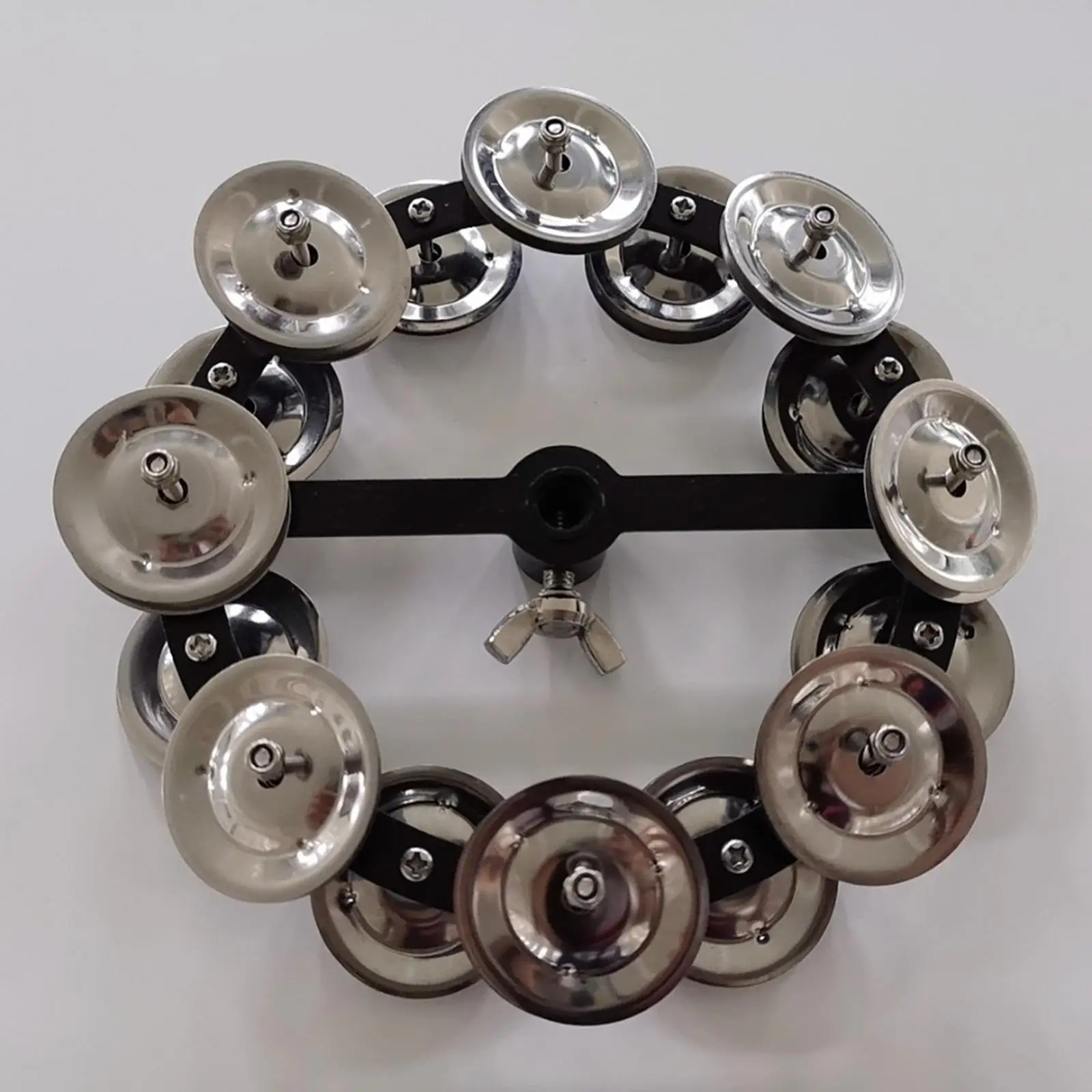 Musical Hi Hat Tambourine Hand Held Percussion with Double Row for Concert Party