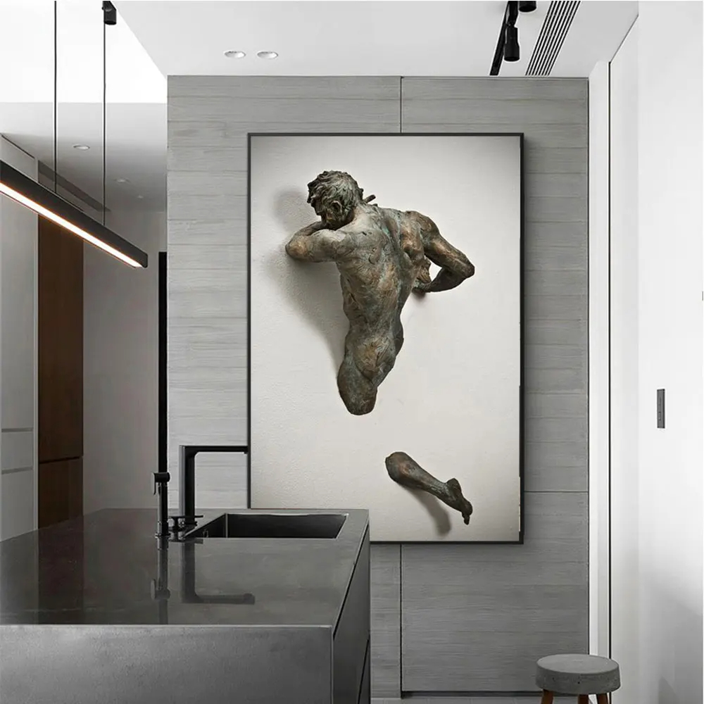 Abstract Sculptures 3D Wall Figure Home Decoration Canvas Print Mural Posters Street Art Picture Living Room Gifts Decor Cuadros