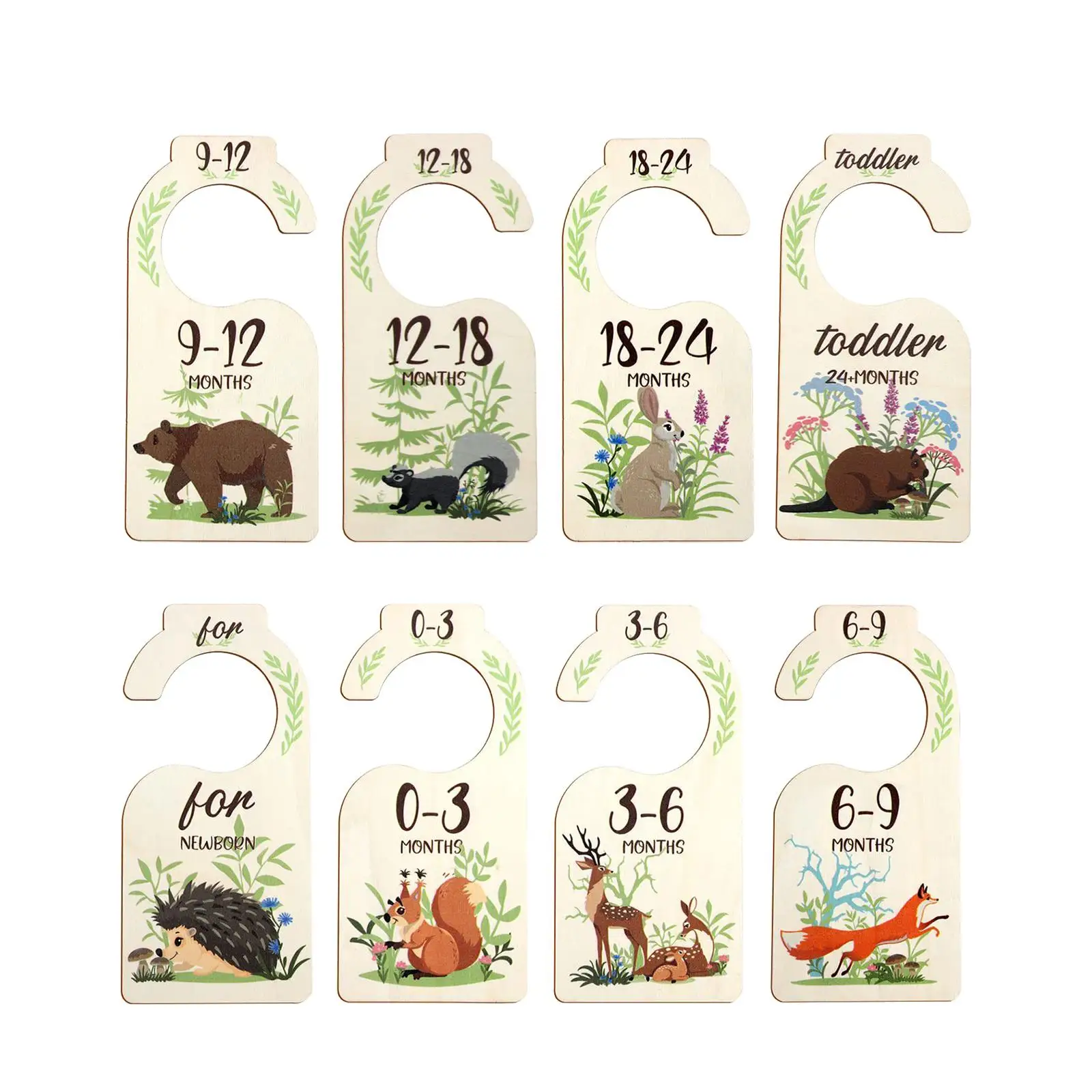 8 Pieces Baby Closet Dividers Baby Clothing Size Age Dividers Wood from Newborn to 24 Months for Home Wardrobe Bedroom Babies