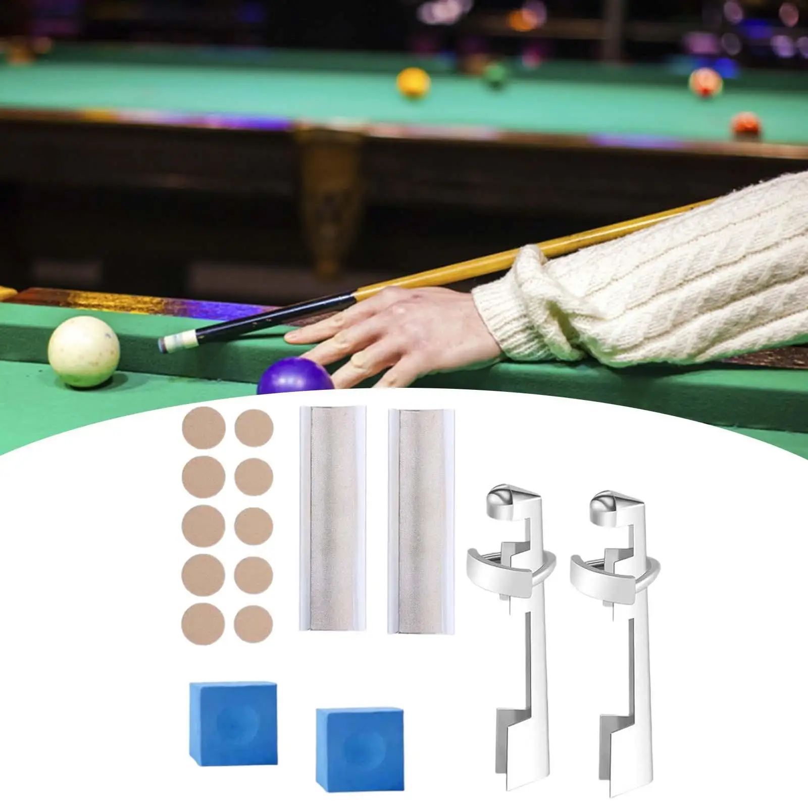 16x Pool Cue Tip Repair Kit Billiard Cue Tips Replacement Kit Cue Tip Clamp Snooker Pool Supplies Cue Repair Set Pool Table