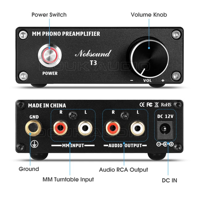 Nobsound-Mini amplificador de tocadiscos HiFi, preamplificador para  tocadiscos, T3 MM, Phono - AliExpress