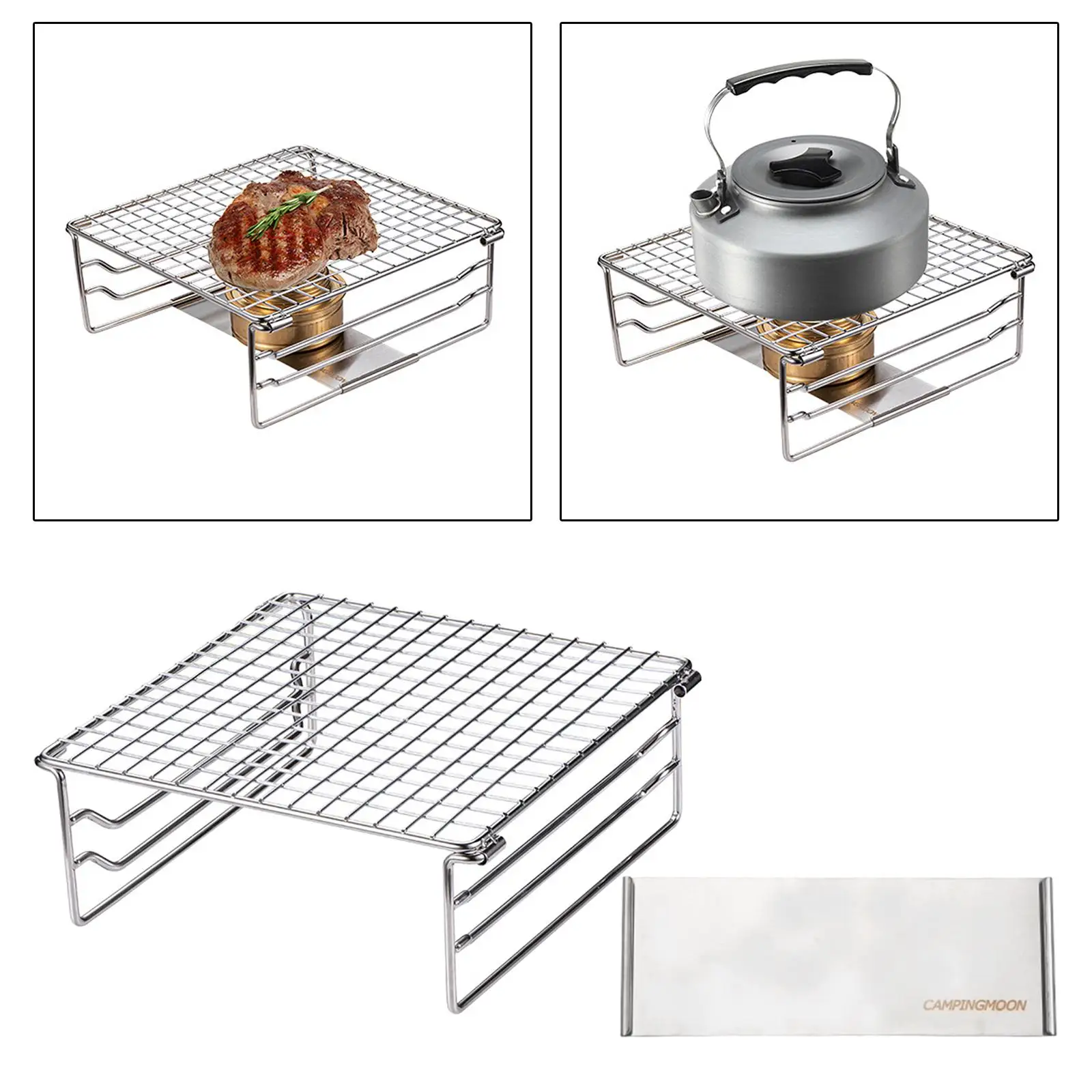 Mini Folding Grill Rack with Adjustable Gear Camping Stove BBQ Grill Rack for Camping Hiking Fishing Barbecue Garden Kitchen