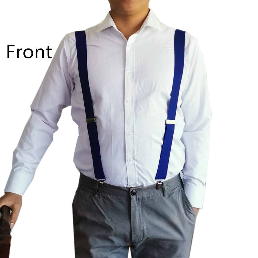3.5 cm Wide Solid Color No Cross Suspenders Men 4 Strong Clips Women Suspender For wedding Party Trouser Braces