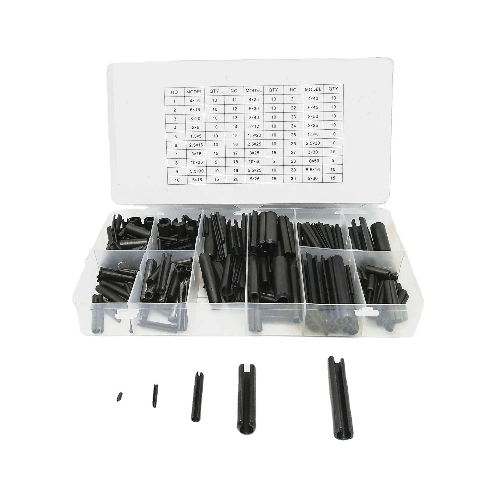 315Pcs Slotted Spring Tension Pins Black with Storage Case Multiple Sizes M1.5-M10 Sturdy Assortment Set for Mechanics