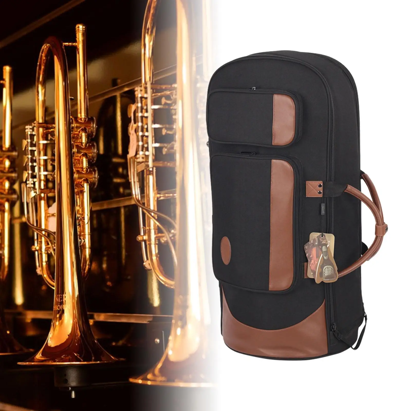 Outdoor Euphonium Bag with Zipper Brass Instrument Accessories Baritone Case Portable for Travel Home Stage Performance Concert