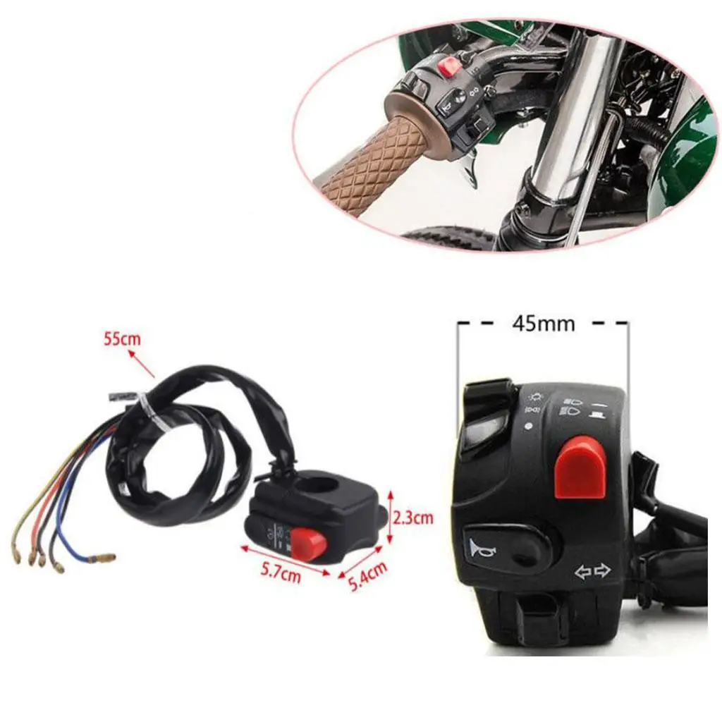 7/8 inch Motorcycle LH Handlebar  Light Headlight Ignition  Switches Assembly 
