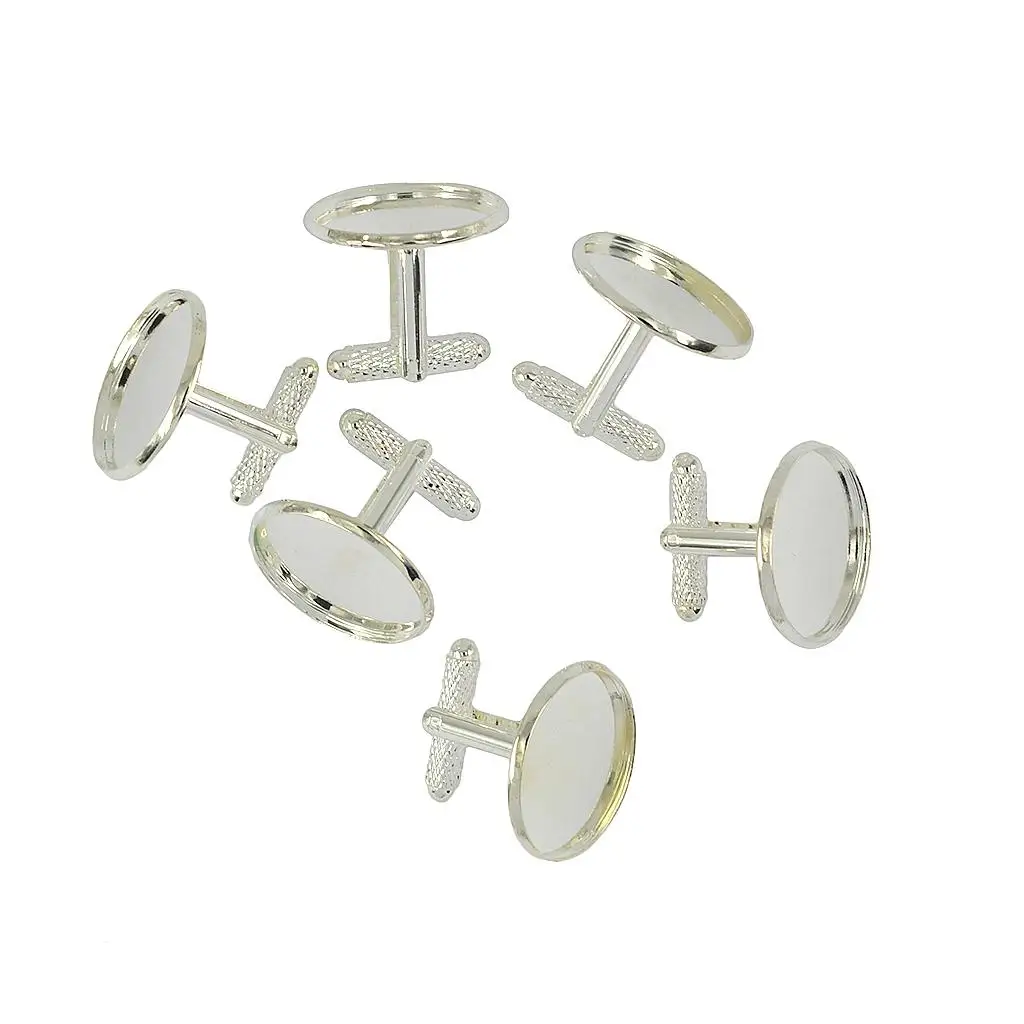 6Pcs   Cufflink   Blanks   W /  Round   Bezel   Fit   20mm   Cabochons