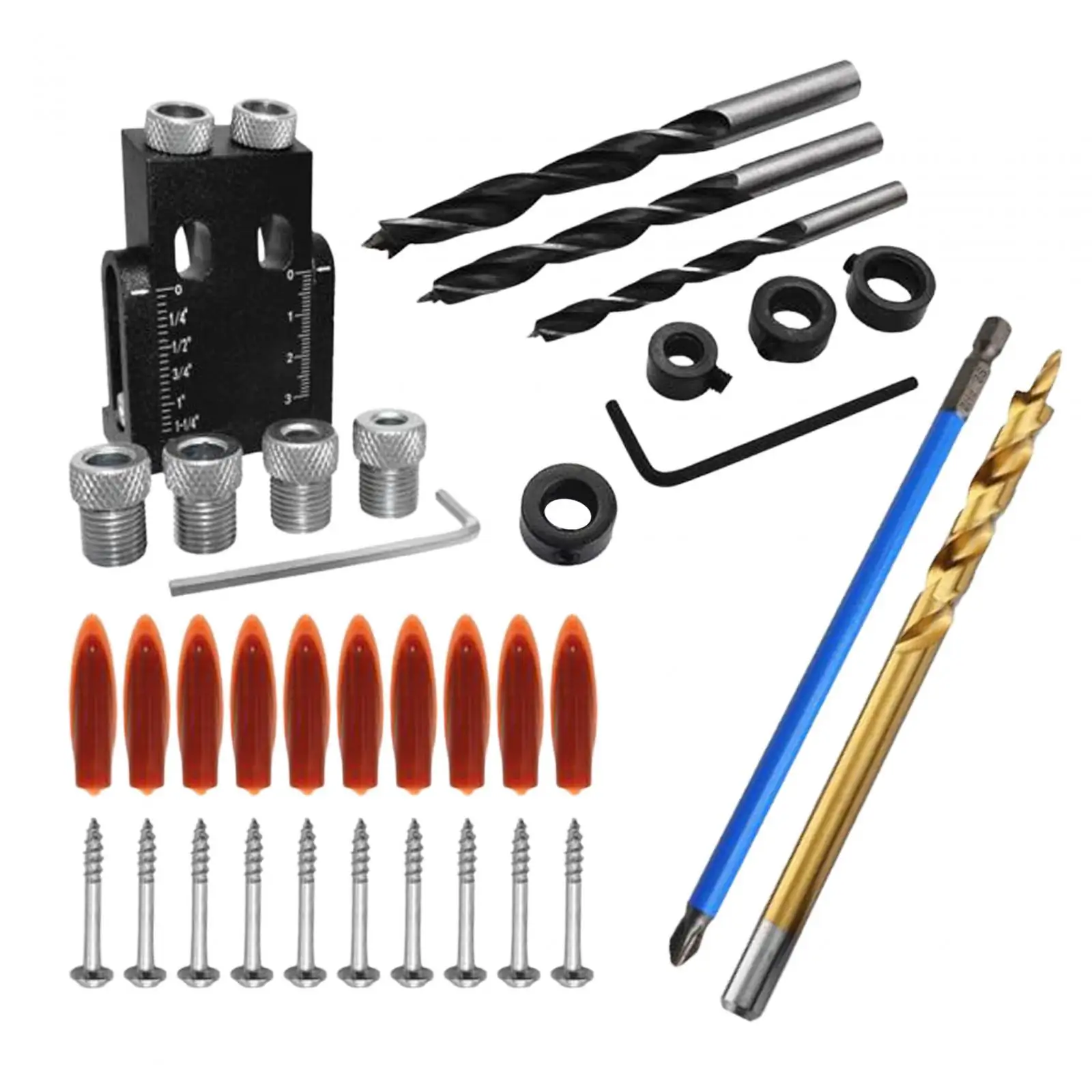 Pocket Hole Jig Kit Jig Drill Drill Jig Hole Drill Guide DIY Woodworking for Deck Cables Railing Joinery Work
