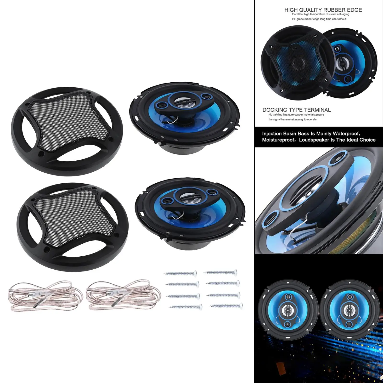 2Pcs Coaxial Speakers Stereo Music 6 inch Horn Audio Car Loudspeaker Outdoor