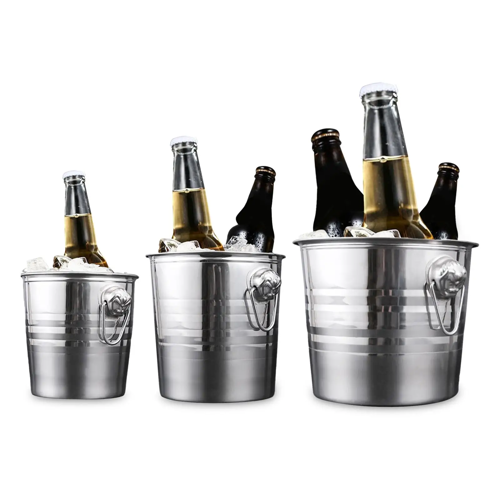 Ice Bucket with Handle Double Walled Portable 3L/5L/7L Stainless Steel Ice Bin