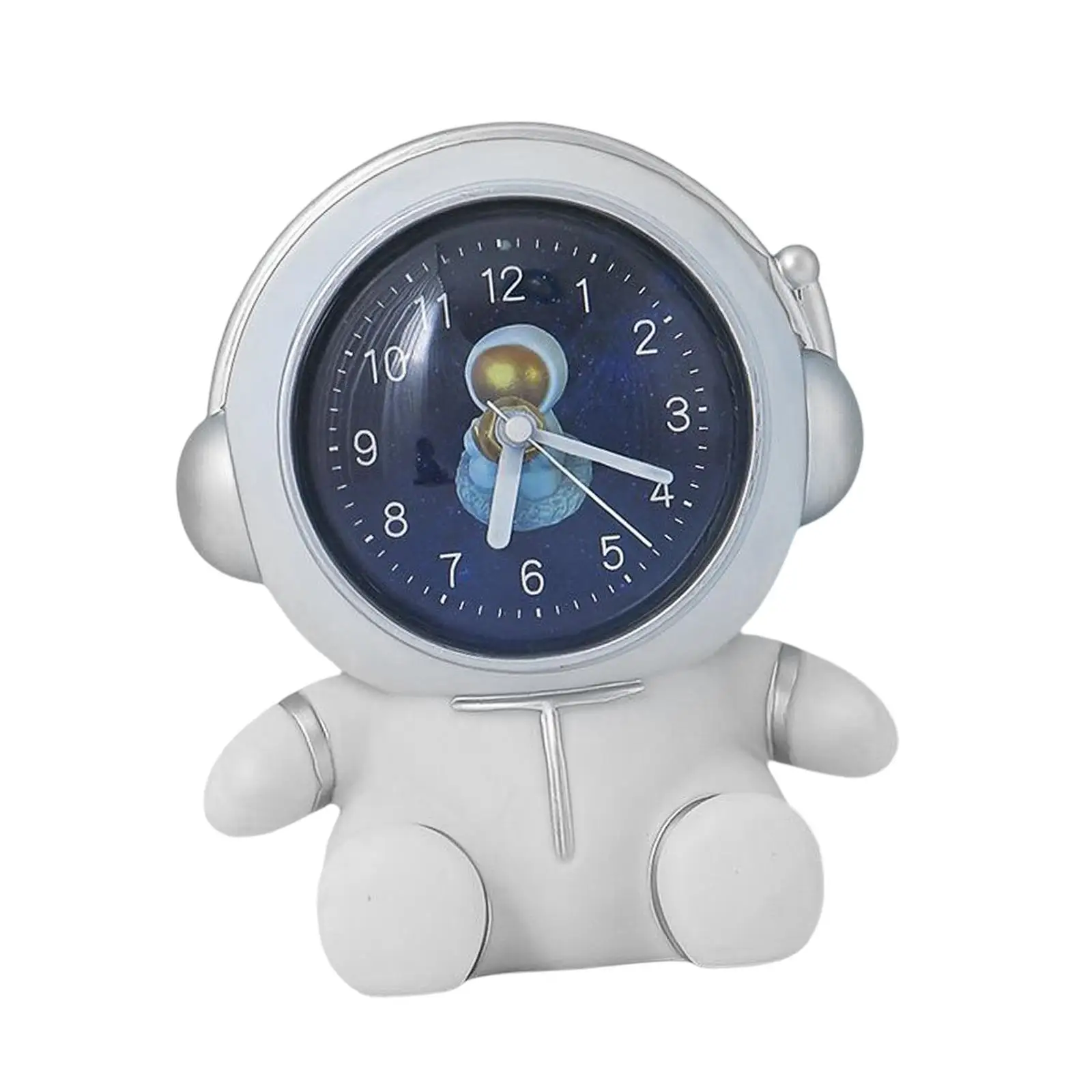 Desk Clock Piggy Bank Wake up Non Ticking Astronaut Statue Clock for NightStand