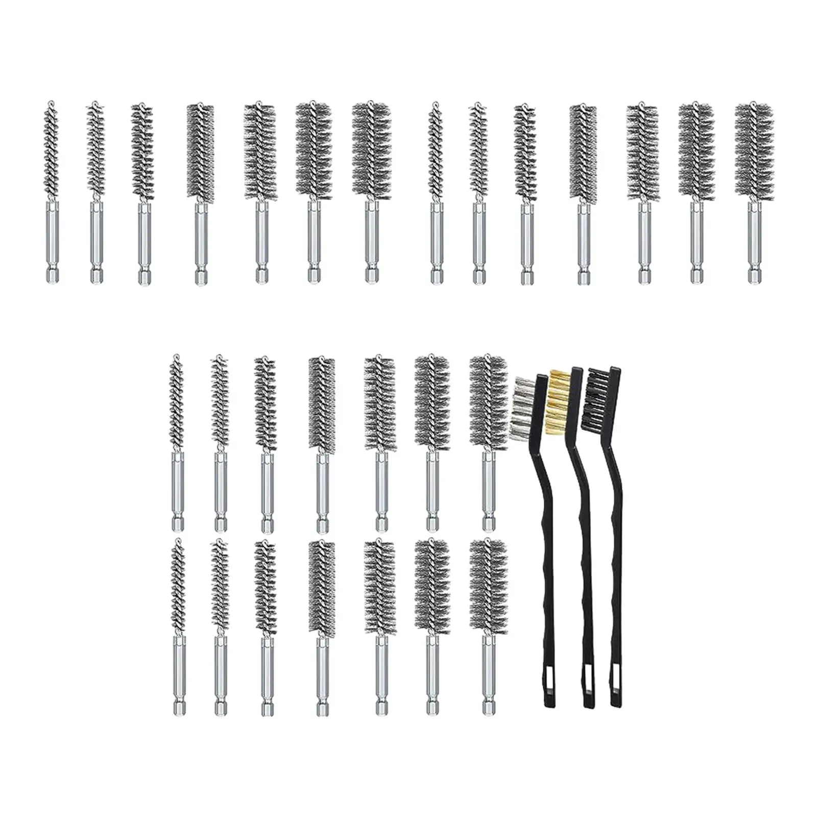 Wire Bore Brush Set Accessories Sturdy Durable 8mm-25mm Different Sizes for Power Drill 1/4 inch Hex Shank Cleaning Wire Brushes