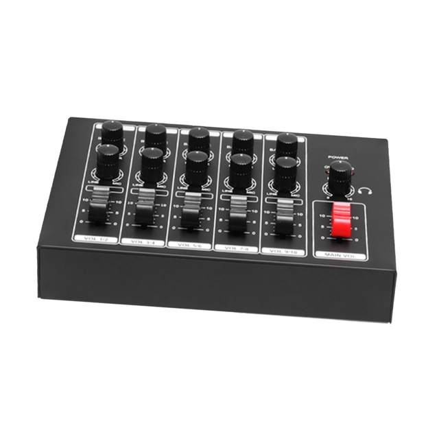 9V DCオーディオミキサー,独立ボリュームコントロール,5入力,1