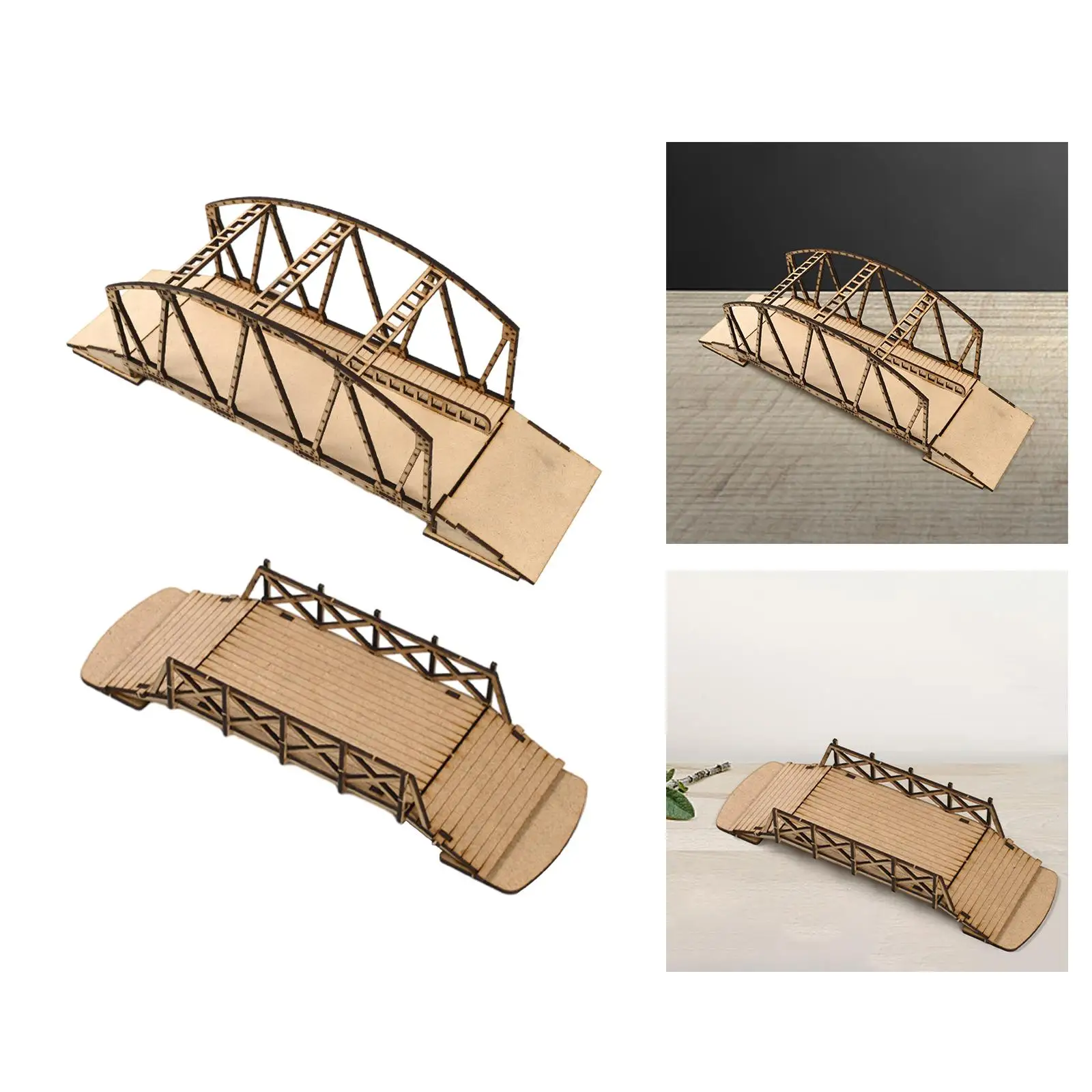1/72 Scale Wooden Bridge Model Crafting Gift Wood Construction for Kids Adults Children Boys Girls Diorama Micro Landscape