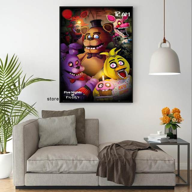 Fnaf Five-night-At-Freddys Anime Game Poster and Print Canvas Painting  Cartoon Bear Wall Art Picture for Room Home Decor Cuadros - AliExpress