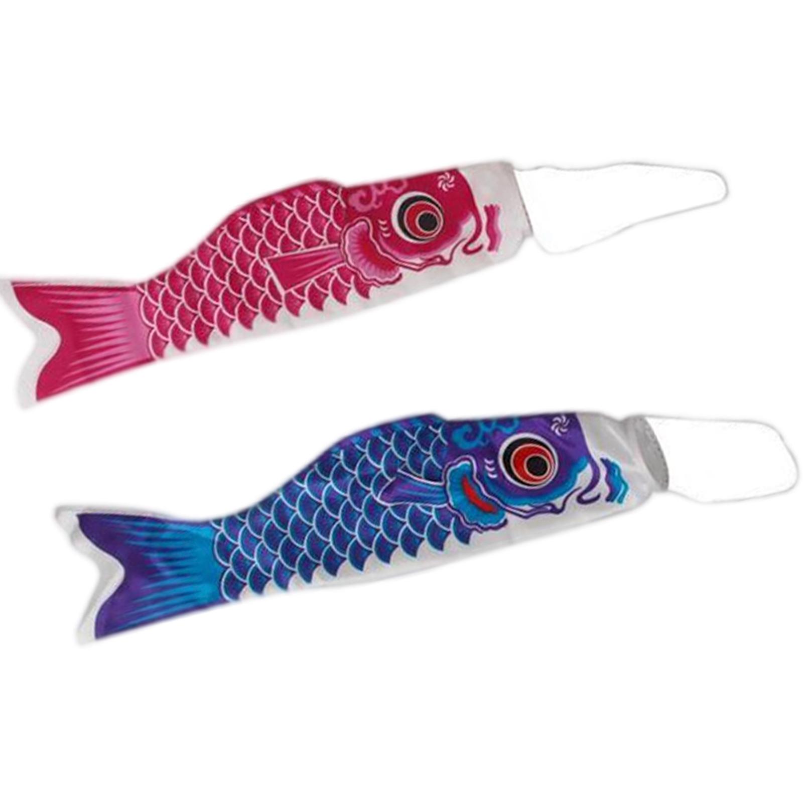 2Pcs Japanese Windsock Carp Flag Koi Nobori Sailfish Red 55cm Green 55cm