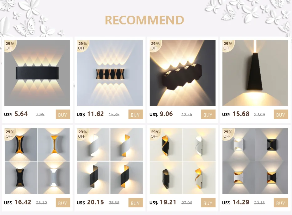 Nordic Sconce Lamp, Iluminação de decoração, 6W, 10W