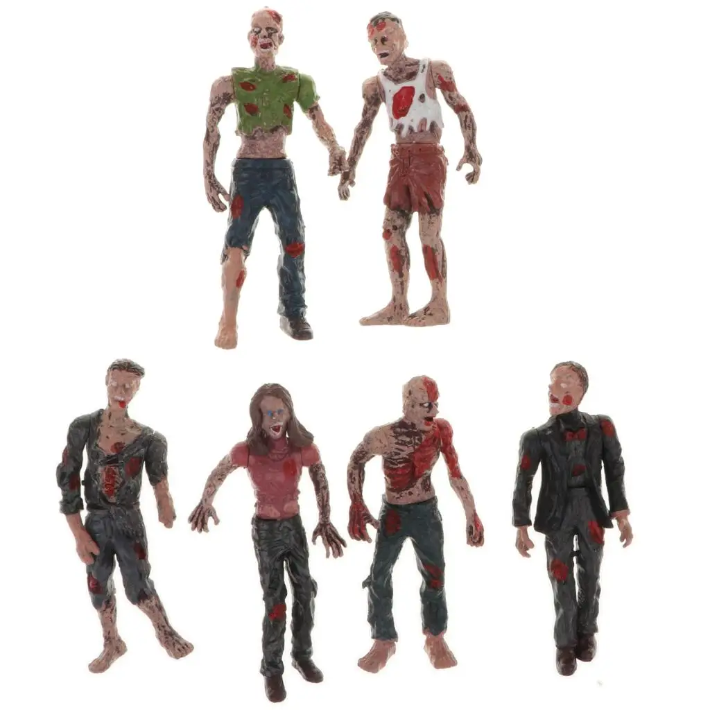 6pcs Walking Dead Cinema Action Figure Model Gifts for Zombie Fan Lovers