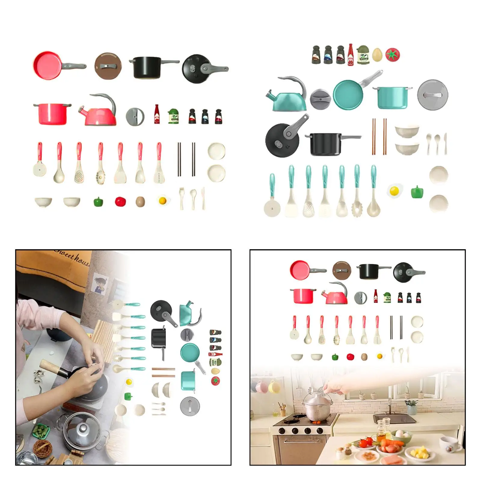 32 Pieces Kids Pretend Kitchen DIY Kitchen Accessories Set for Kids Children