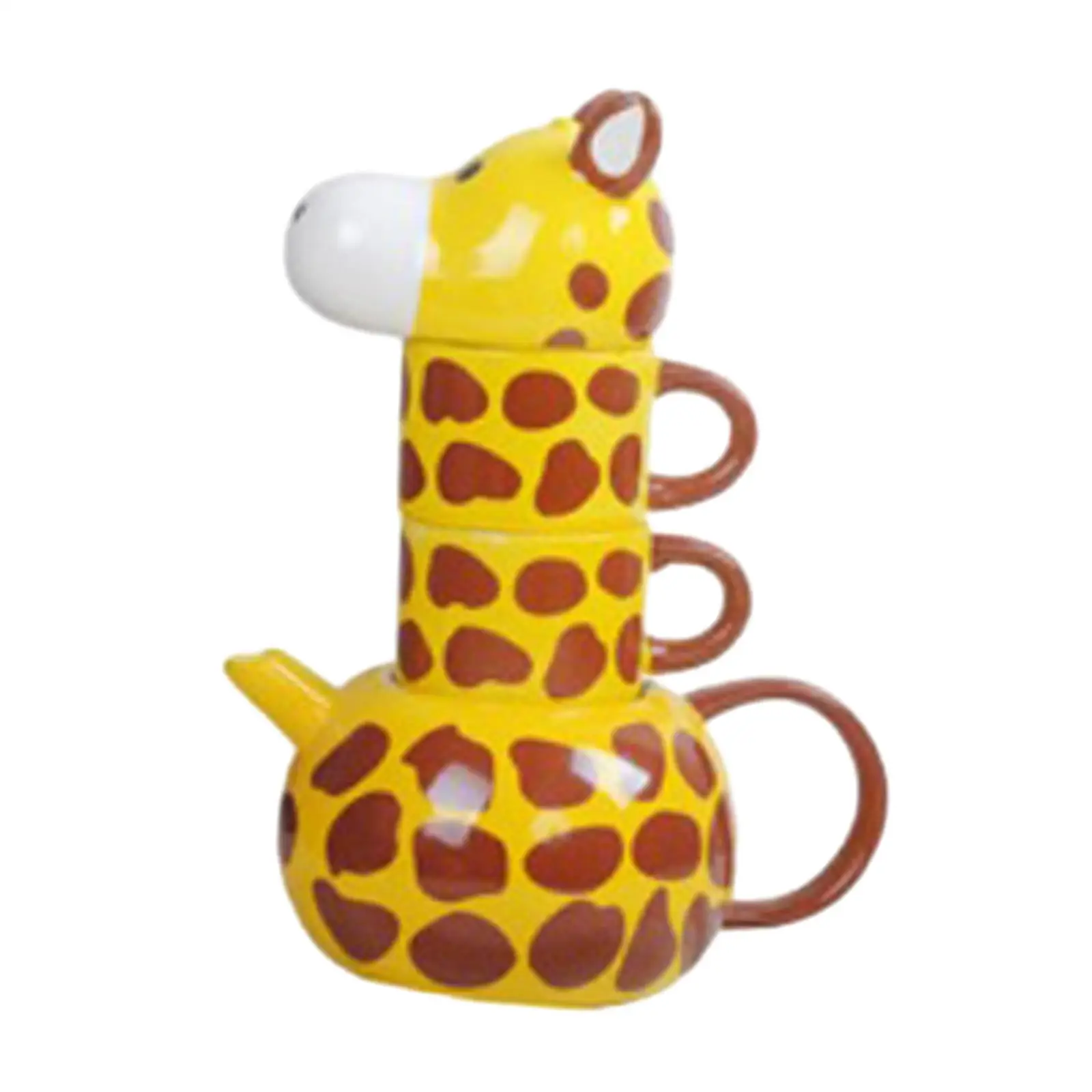 Giraffe Teapot Set with 2 Cups Porcelain for Boys Girls Milk Mug Cup Gifts Tea Mugs Tea Set Coffee Mug for Table Office Travel