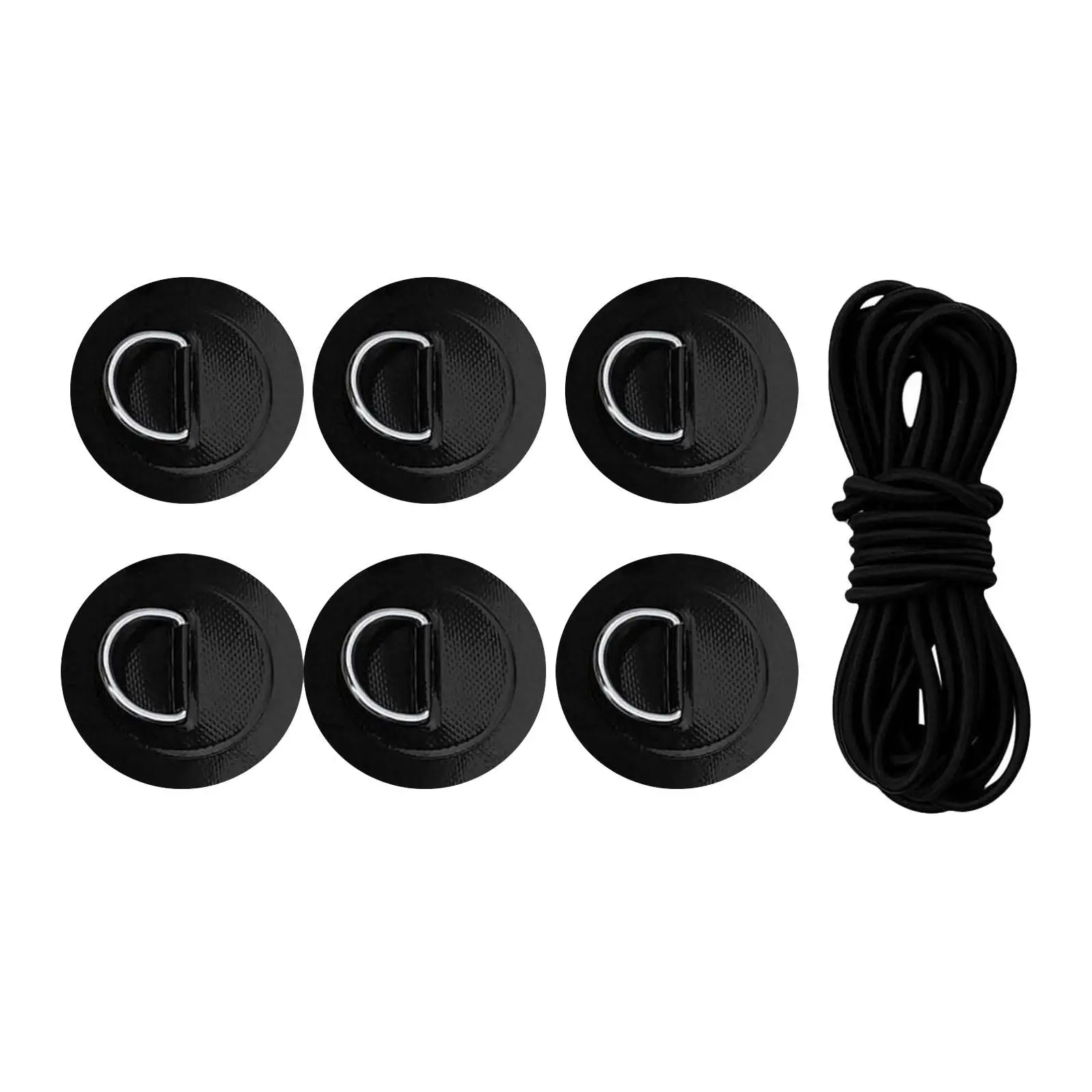 6 Pieces D Rings PVC Patch Deck Rigging Kit for Inflatable Boat Kayak Dinghy