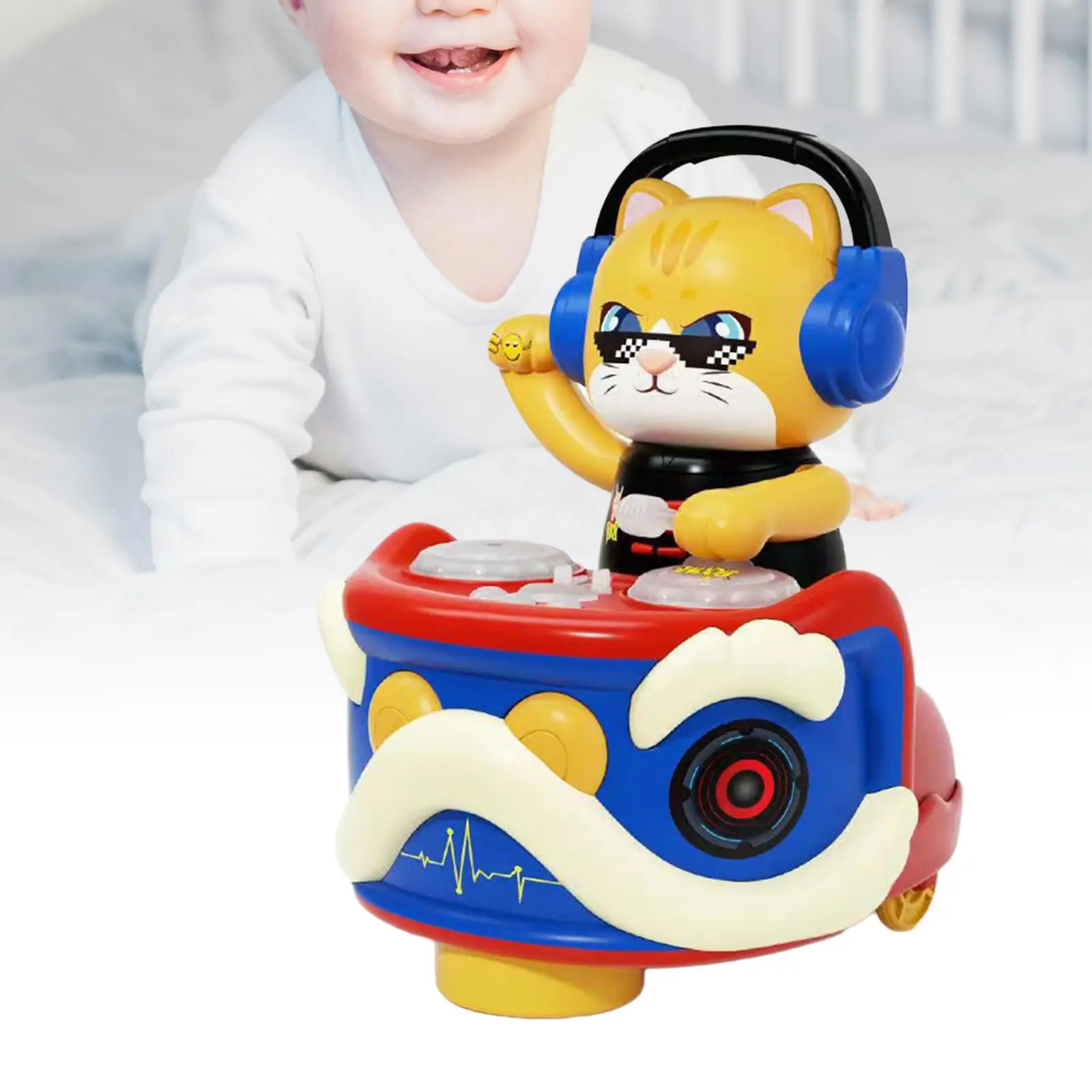 Dancing Cat Walking Toy Baby Toy Electric DJ Disc Cats for Party Supplies Ages 1-3 Years Old Children Travel Toy Leisure Toys