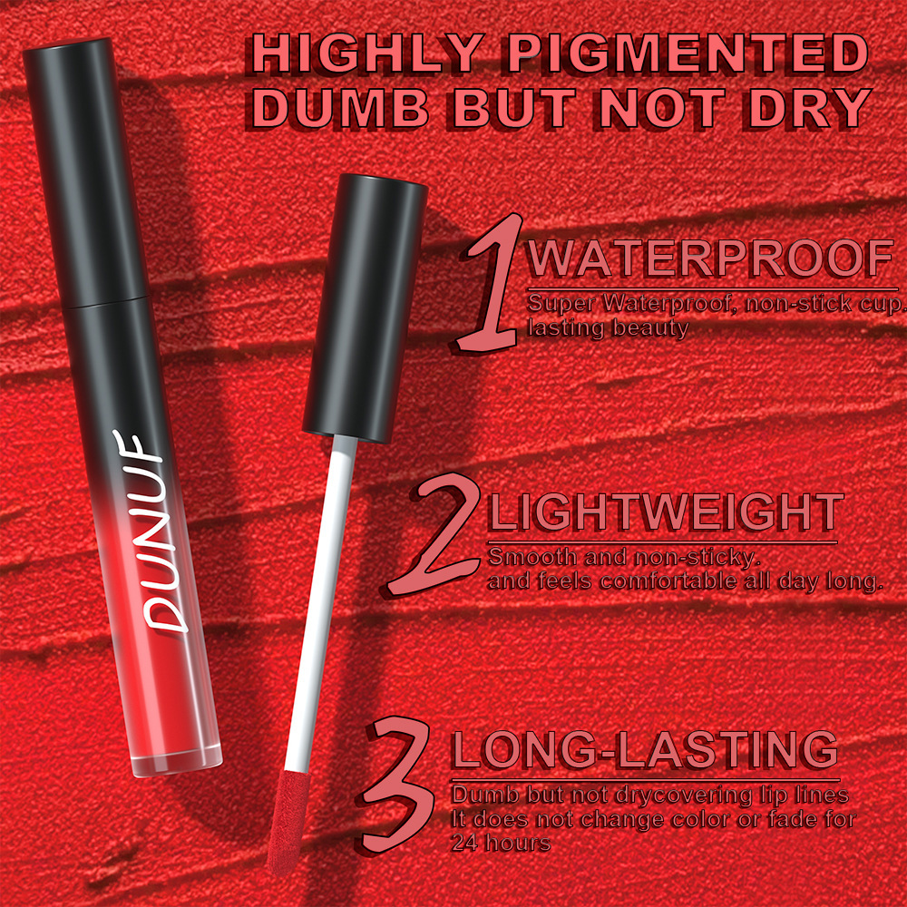 Description Picture 4 of item32 Color Lipstick Matte Lasting Lip Gloss Moisturizing Non-stick Cup Halloween Party Purple Blue Black Highly Pigments Lip Glaze