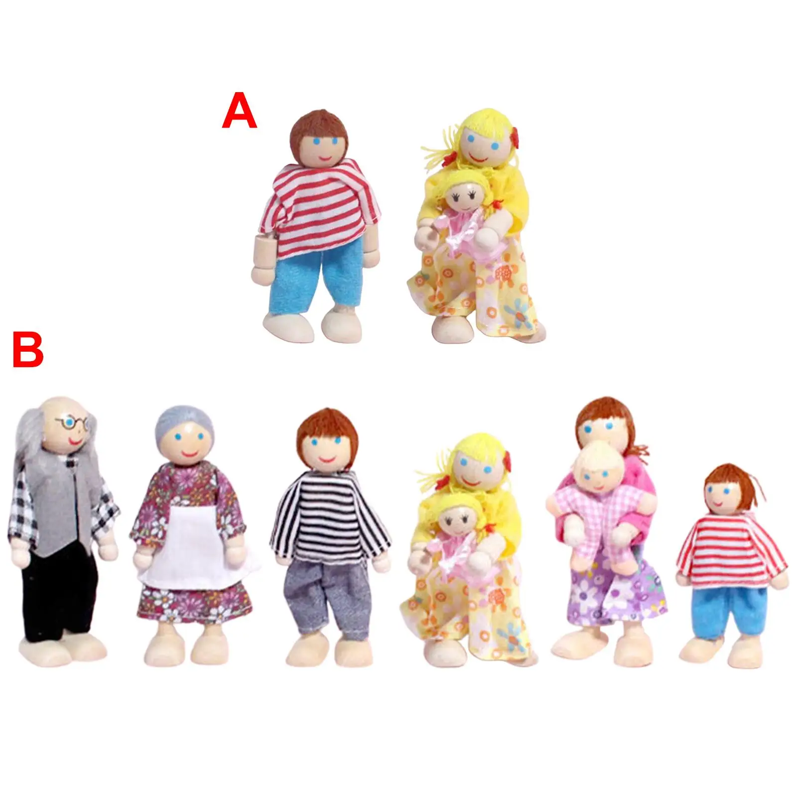 Dollhouse Family Set Dollhouse Dolls Pretend Play Figures, Miniature Doll House Doll Figures, Family Role Play