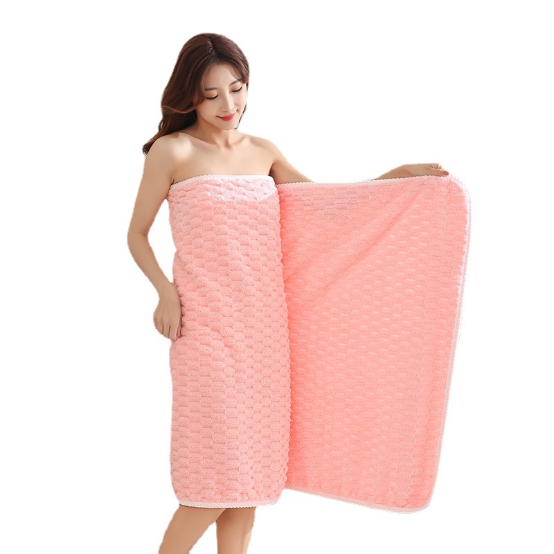 Description Picture 6 of item2024 Extra Absorbent Bath Towel Set with Soft Coral Velvet and Cloud Lattice Design Hand Towel