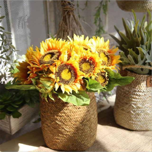 1pc Bouquet di fiori artificiali di girasole per decorazioni floreali per  la casa fai da te ornamenti decorazione della festa nuziale fiori finti -  AliExpress