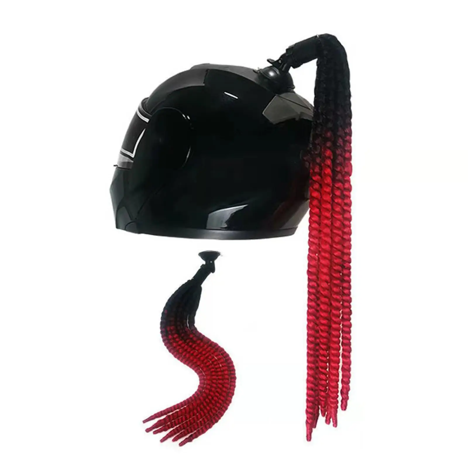 Helmet Pigtails Cosplay Wig Decoration Gradient Ramp for Motorcycle