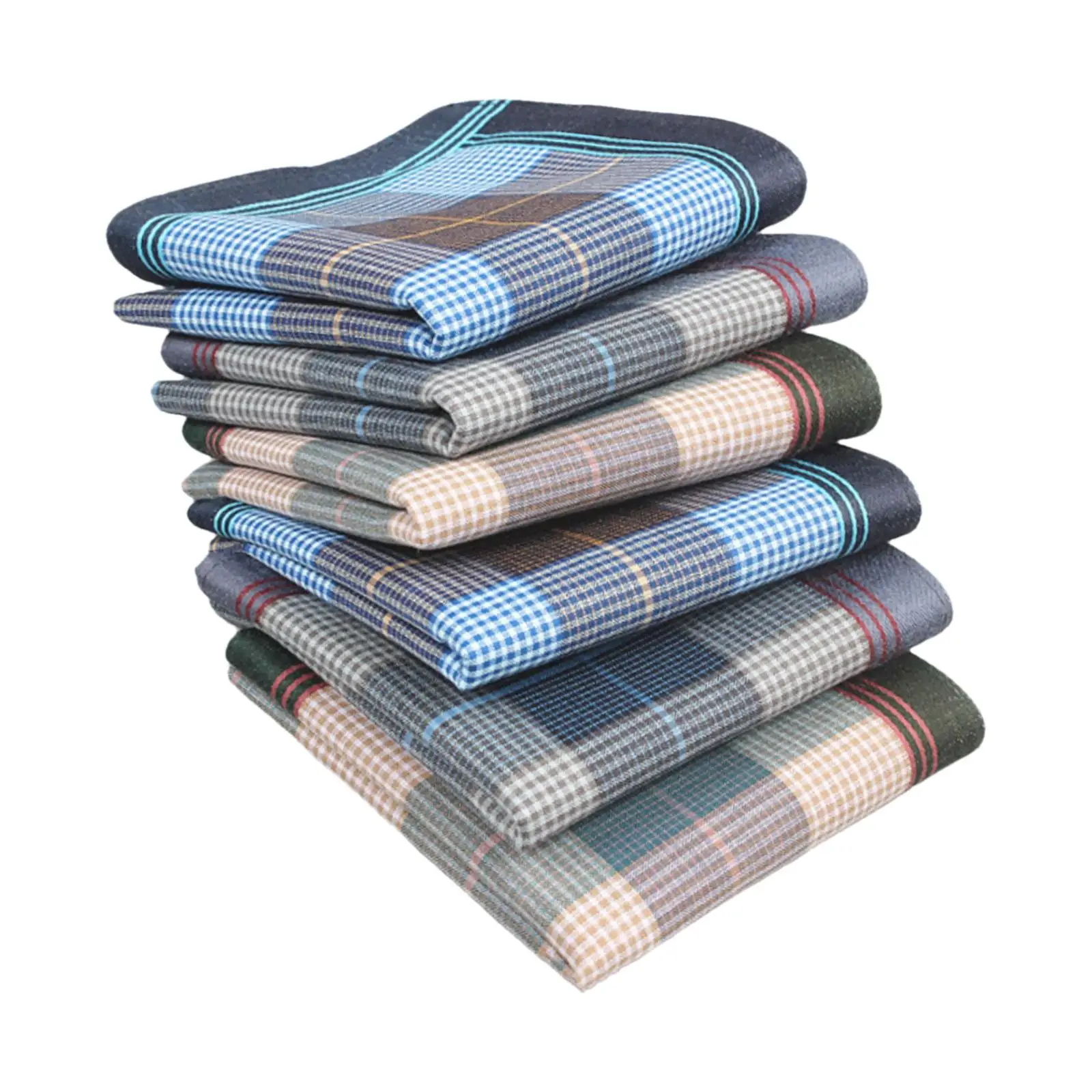 6 Pieces Plaid Cotton Handkerchief Hankies Gift Set Comfortable Universal Unisex Pocket Square for Gents Fathers Wedding