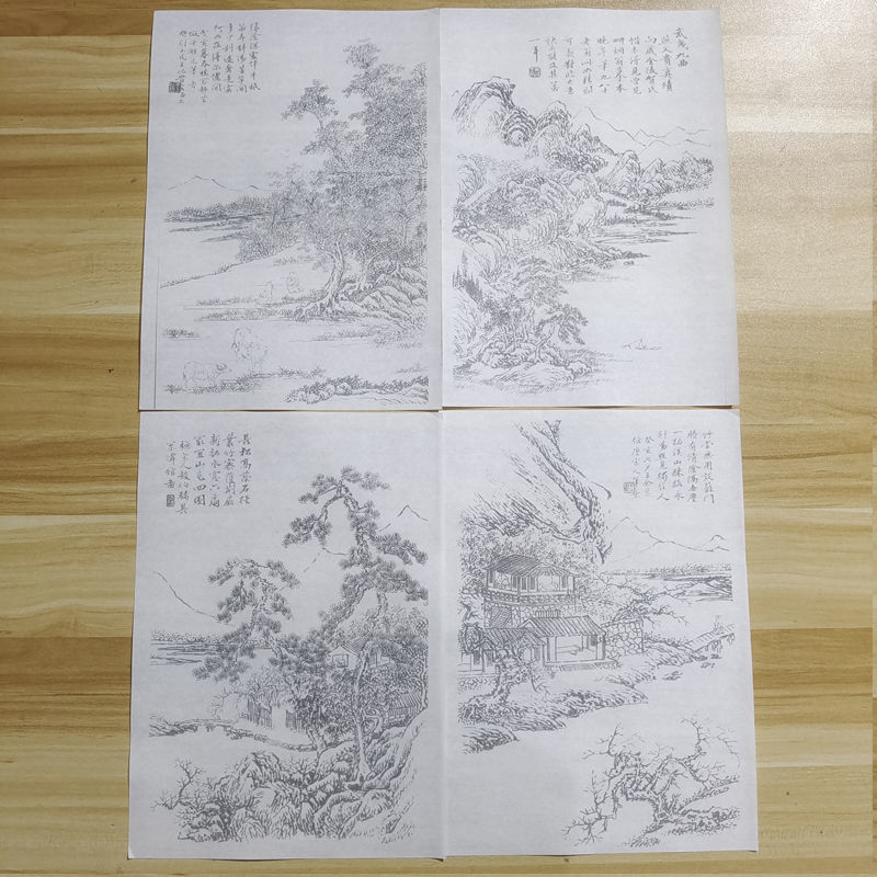 Strichzeichnung, Manuskript, reifes Xuan-Papier, Landschaft, sorgfältige Malerei, Färbung, Praxis, Reispapier, traditionelle chinesische Malerei – Detail 5