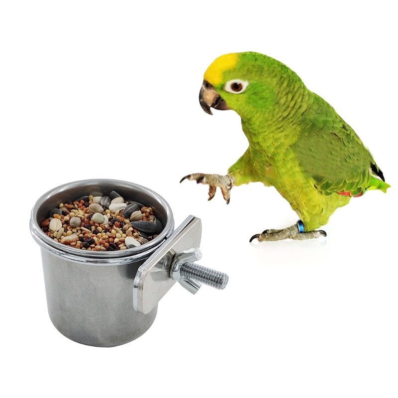 Title 8, Stainless Steel Cup Birds Foods Dish Water Cage...