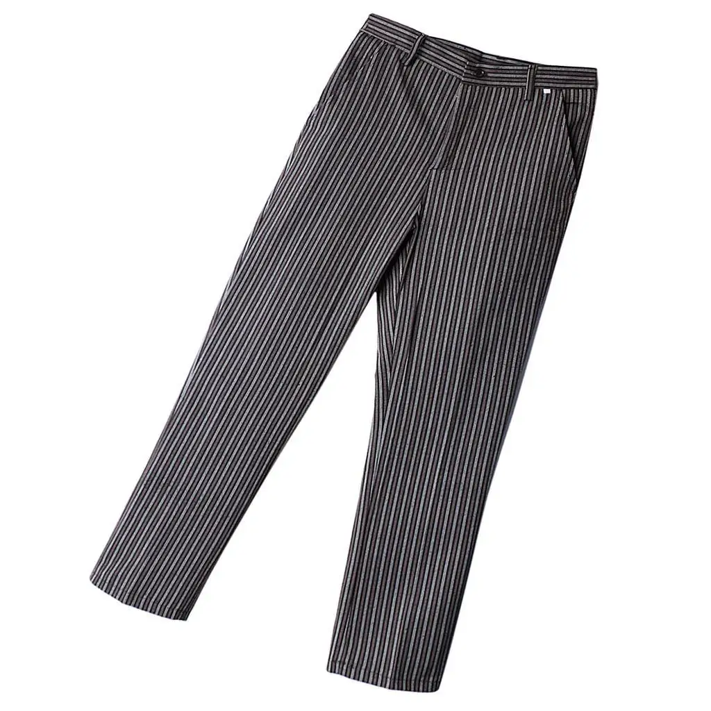 Chef Work Pants Restaurant Kitchen Uniform Cook Trousers Elastic Waist