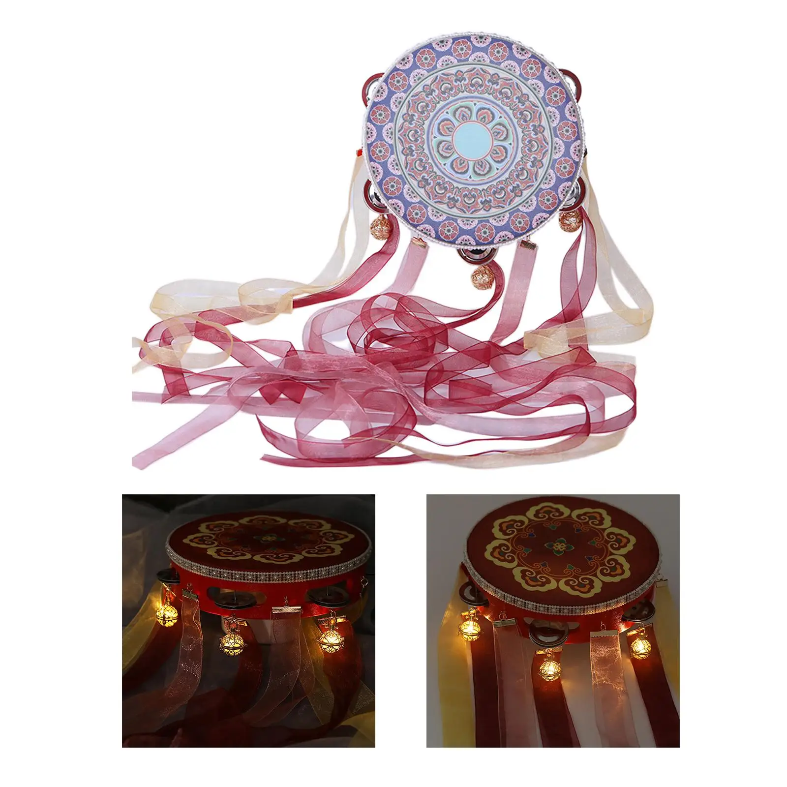 Hand Drum Chinese Decorative Tambourine for Party Supplies Festival Dancing