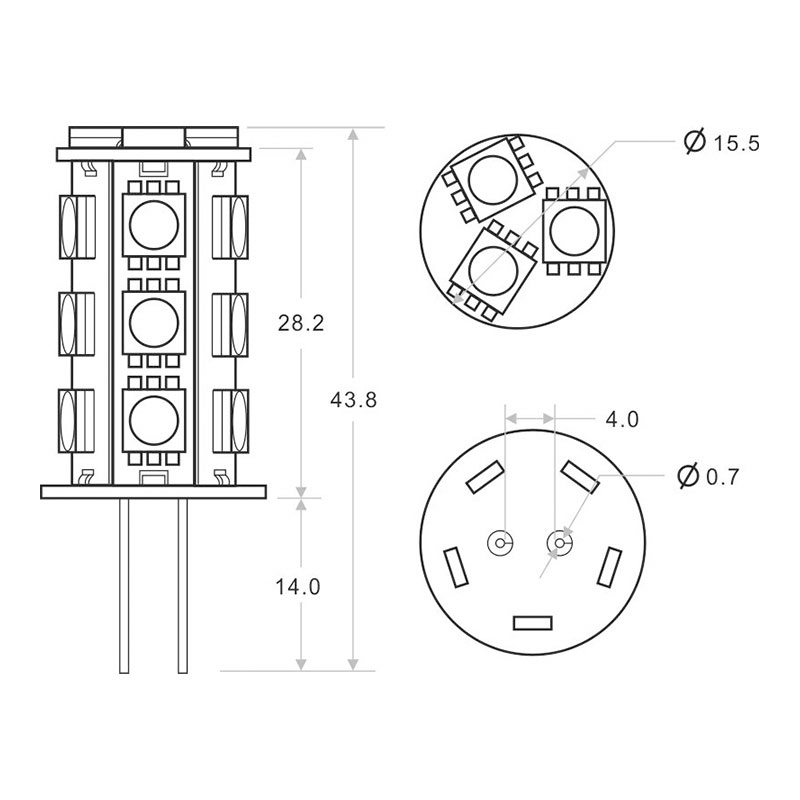 Torre Bulbs12V 24V Daywhite Branco Quente Luz