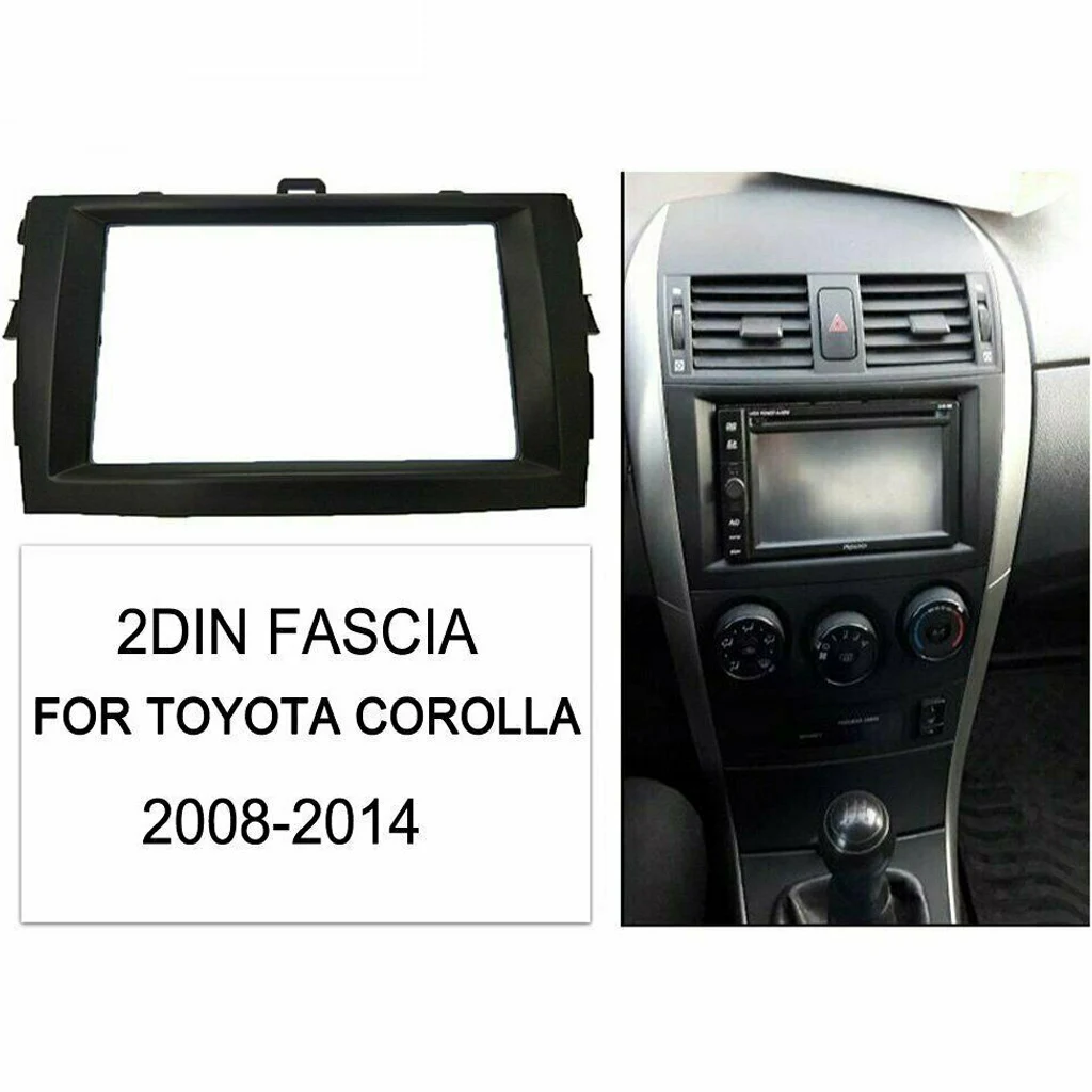 1 Piece ABS 2DIN Car DVD Radio Stereo Trim Frame Panel Fascia Frame Kit for Toyota Corolla 2008-2010 Black